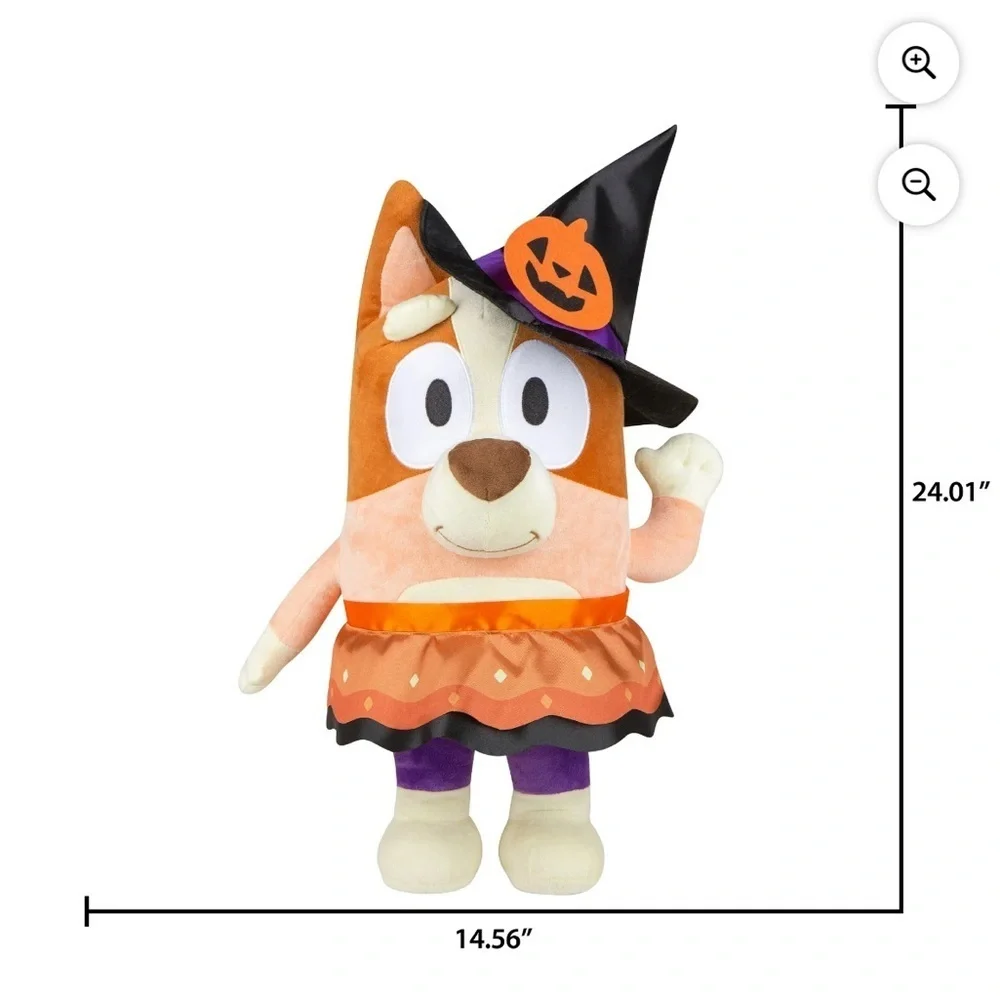 Bluey Bingo Halloween Witch Greeter Plush Statue Decor NEW Orange